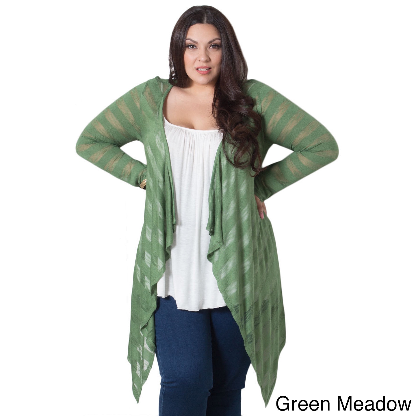 Sealed With A Kiss Sealed With A Kiss Womens Plus Size Caroline Flyaway Cardigan Green Size 1X (14W  16W)