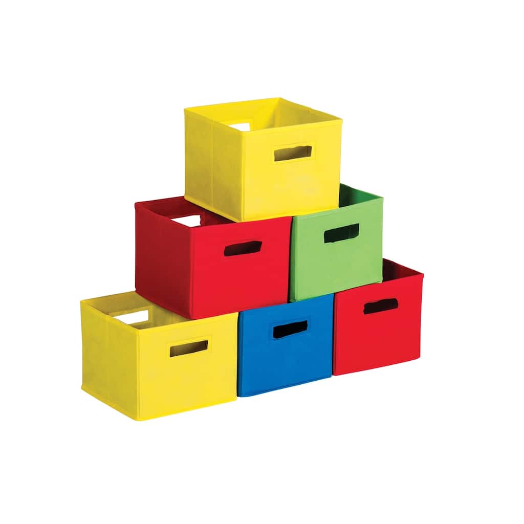 Multicolored Fabric Bins (Set of 6)