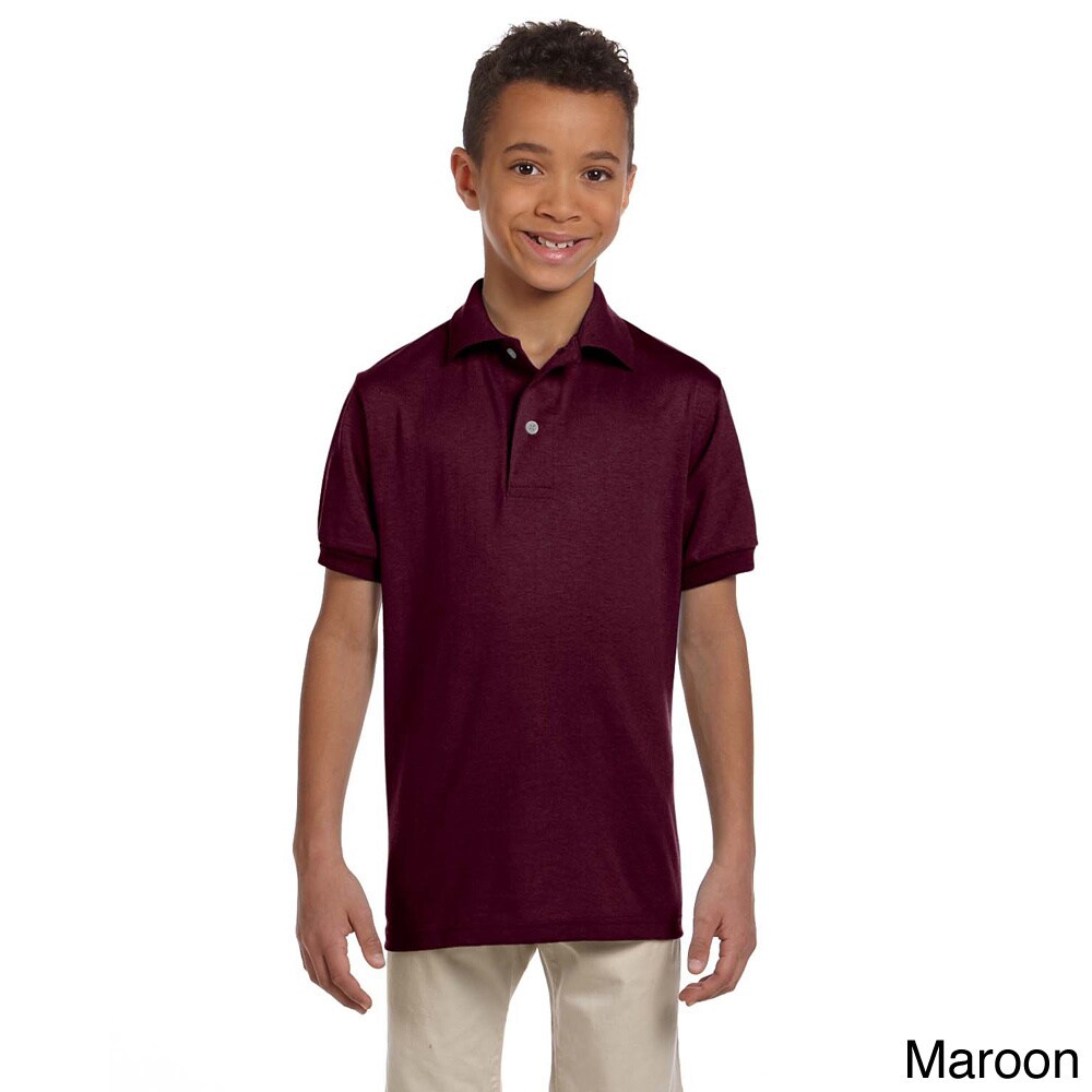 Jerzees Youth 50/50 Jersey Polo With Spotshield Brown Size L (14 16)