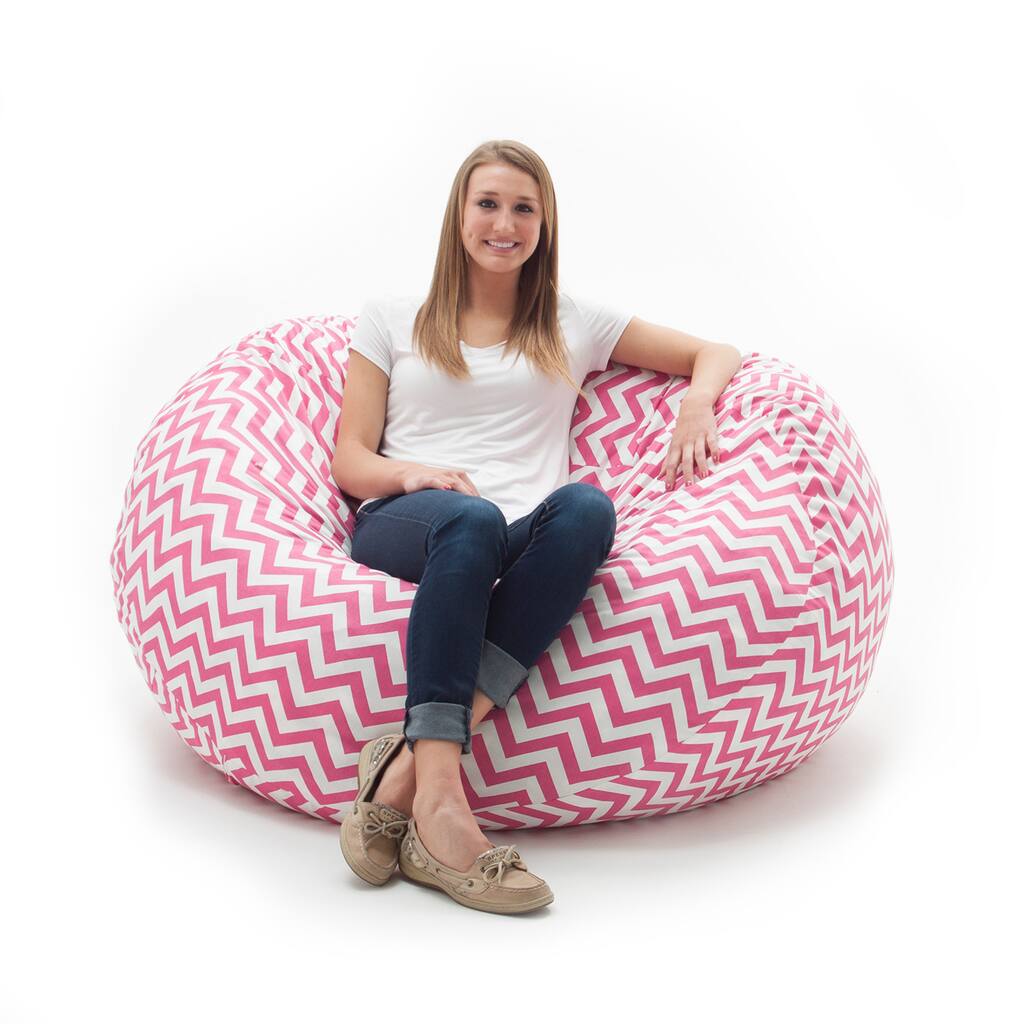 FufSack Memory Foam Chevron Pink 4-foot Large Bean Bag Lounge Chair