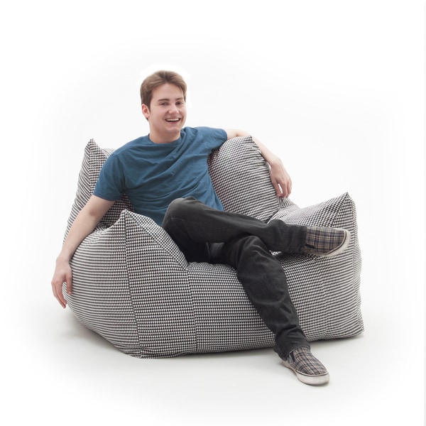 Shop FufSack Memory Foam Imperial Houndstooth Black and White Bean Bag