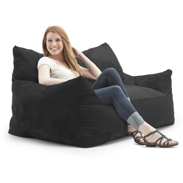 FufSack Memory Foam Imperial Loveseat Black Microfiber 5 Foot Bean Bag 55304244 Defb 4ed3 A97e Daeb8dde3f58 600 