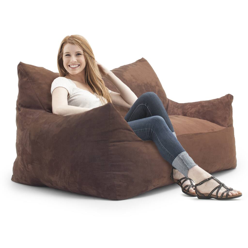 FufSack Memory Foam Imperial Loveseat Brown Microfiber 5-foot Bean Bag