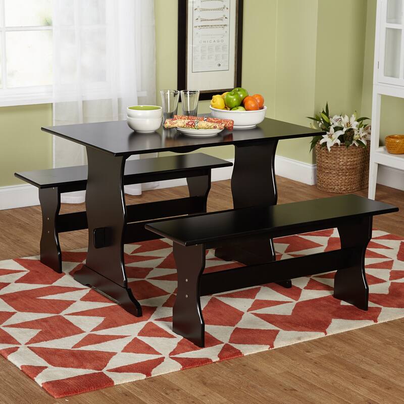 Simple Living Leah Black 3-piece Dining Table Set - Black