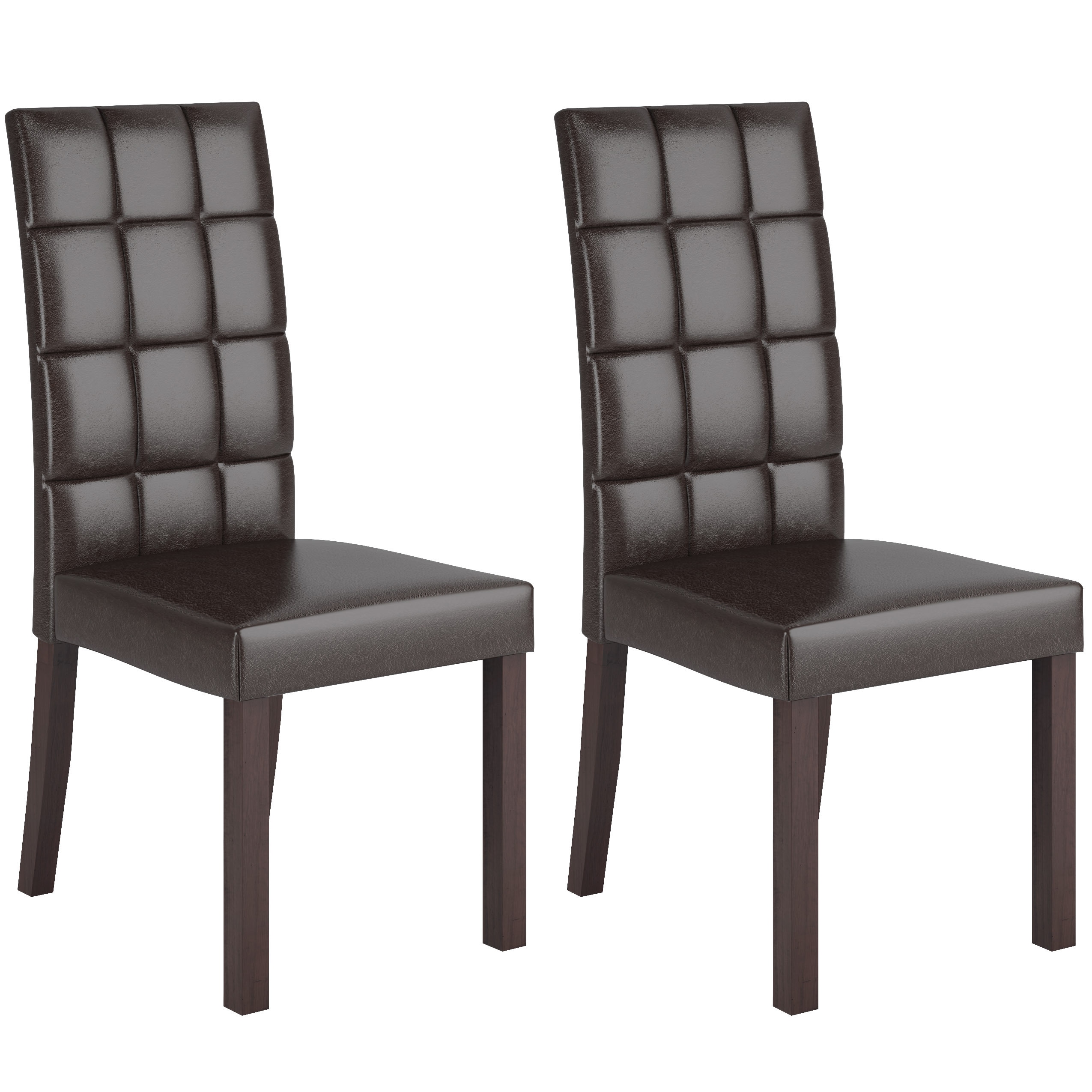 Corliving Atwood Dark Brown Leatherette Dining Chairs (set Of 2)