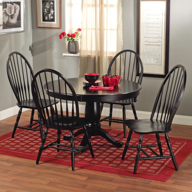 Tms Alexa Black 5 piece Pedestal Dining Set Black Size 5 Piece Sets