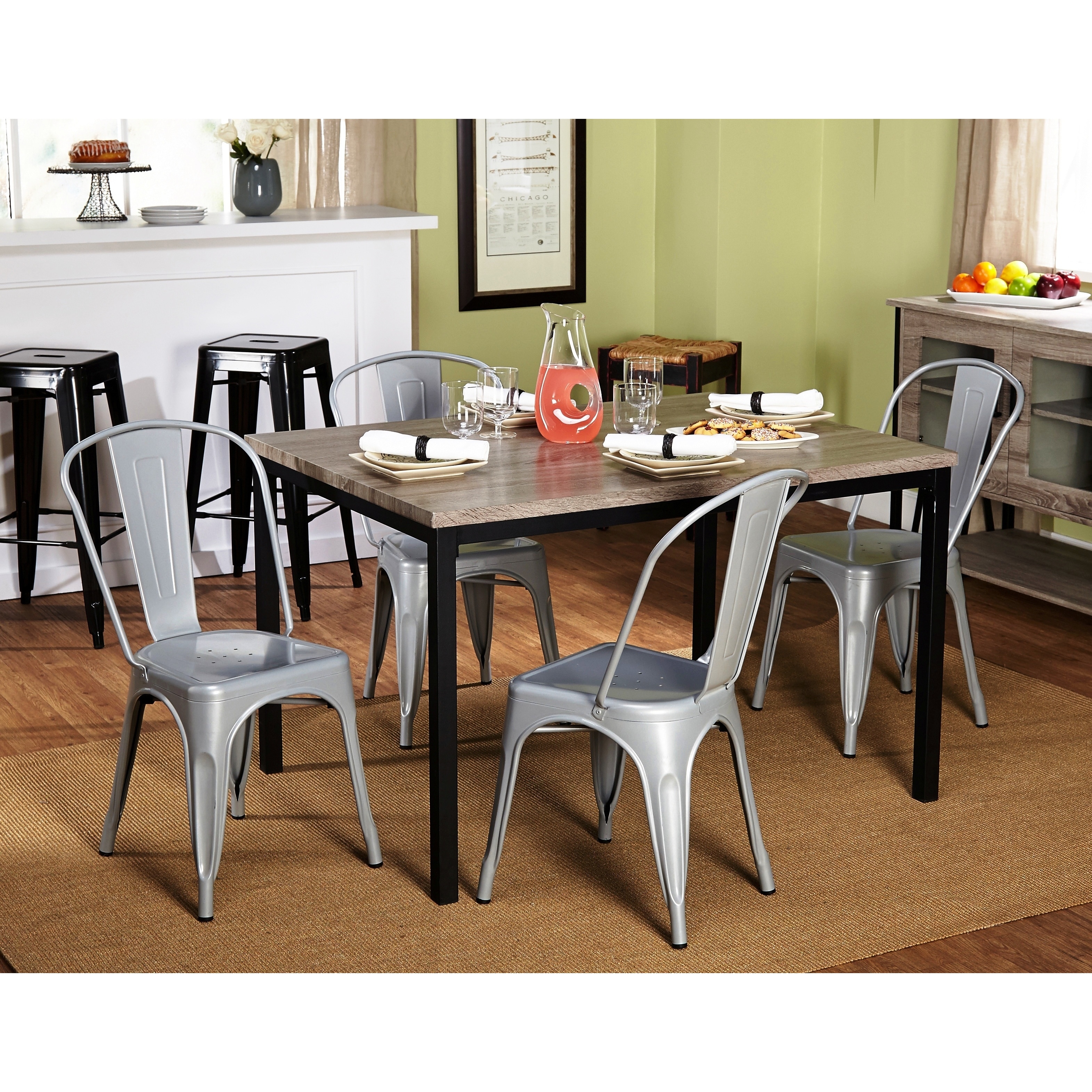 Tms Barletta Modern Grey/ Black 5 piece Dining Set Grey Size 5 Piece Sets