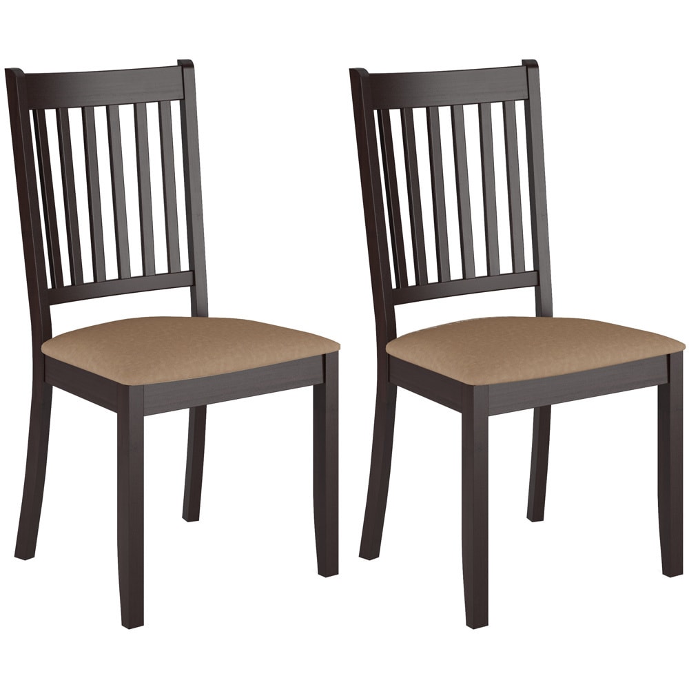 Corliving Atwood Cappuccino Stained Dining Chairs With Microfiber Seat (set Of 2)