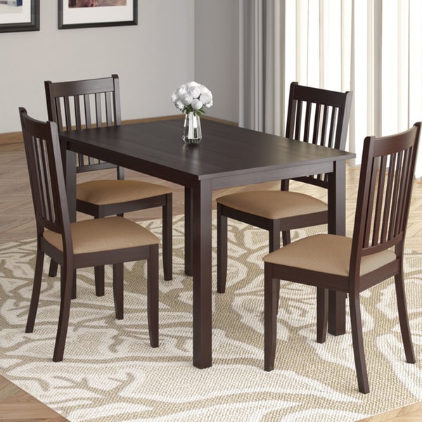 CorLiving Atwood 5-piece Cappuccino Dining Set with Beige Microfiber ...