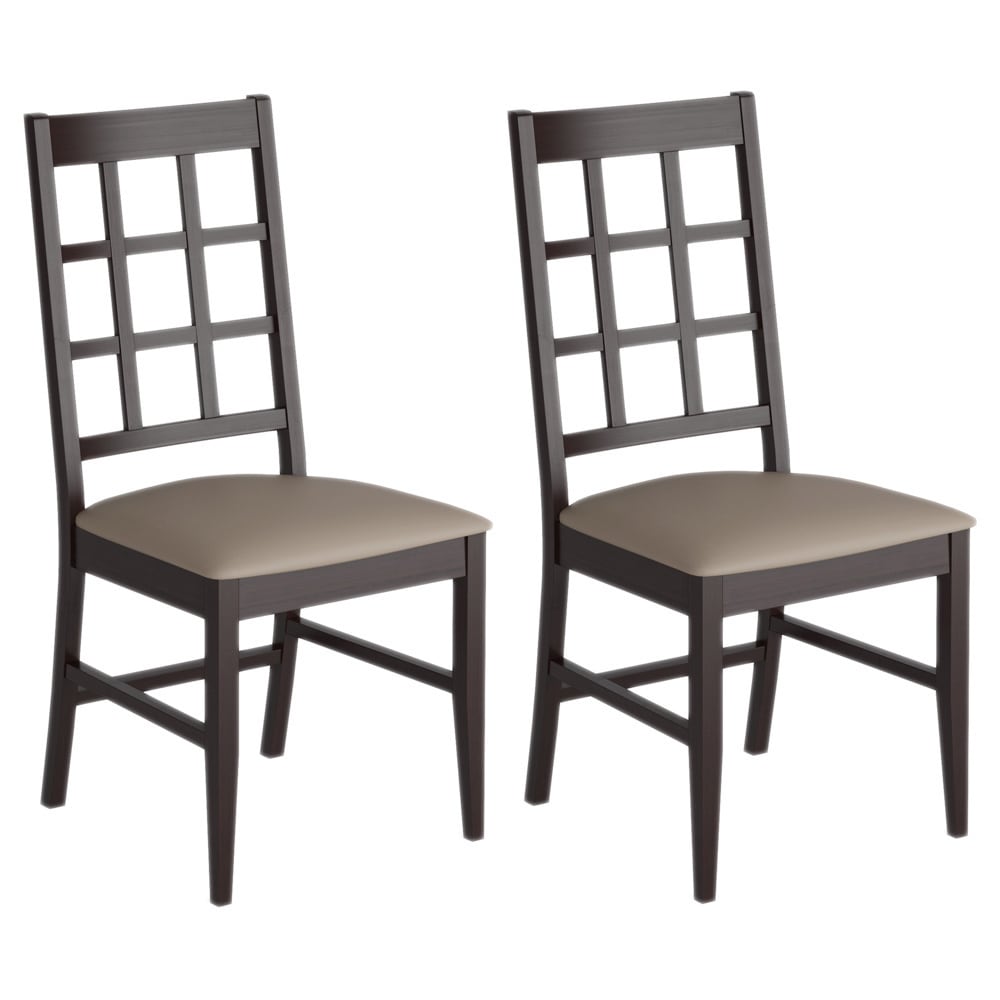 Corliving Atwood Cappuccino Stained Dining Chairs With Leatherette Seat (set Of 2)