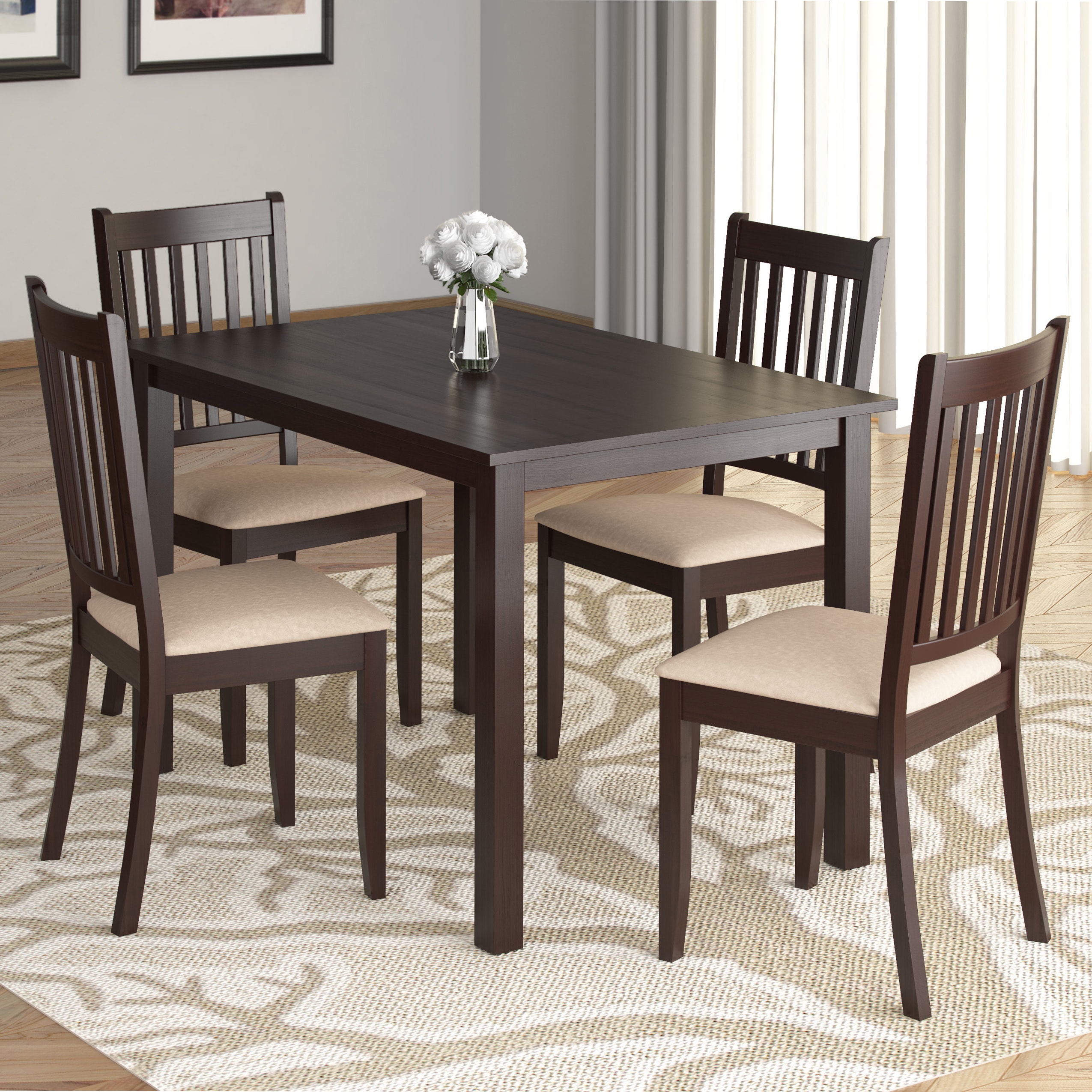 Corliving Atwood 43 inch Wide Cappuccino Stained Dining Table