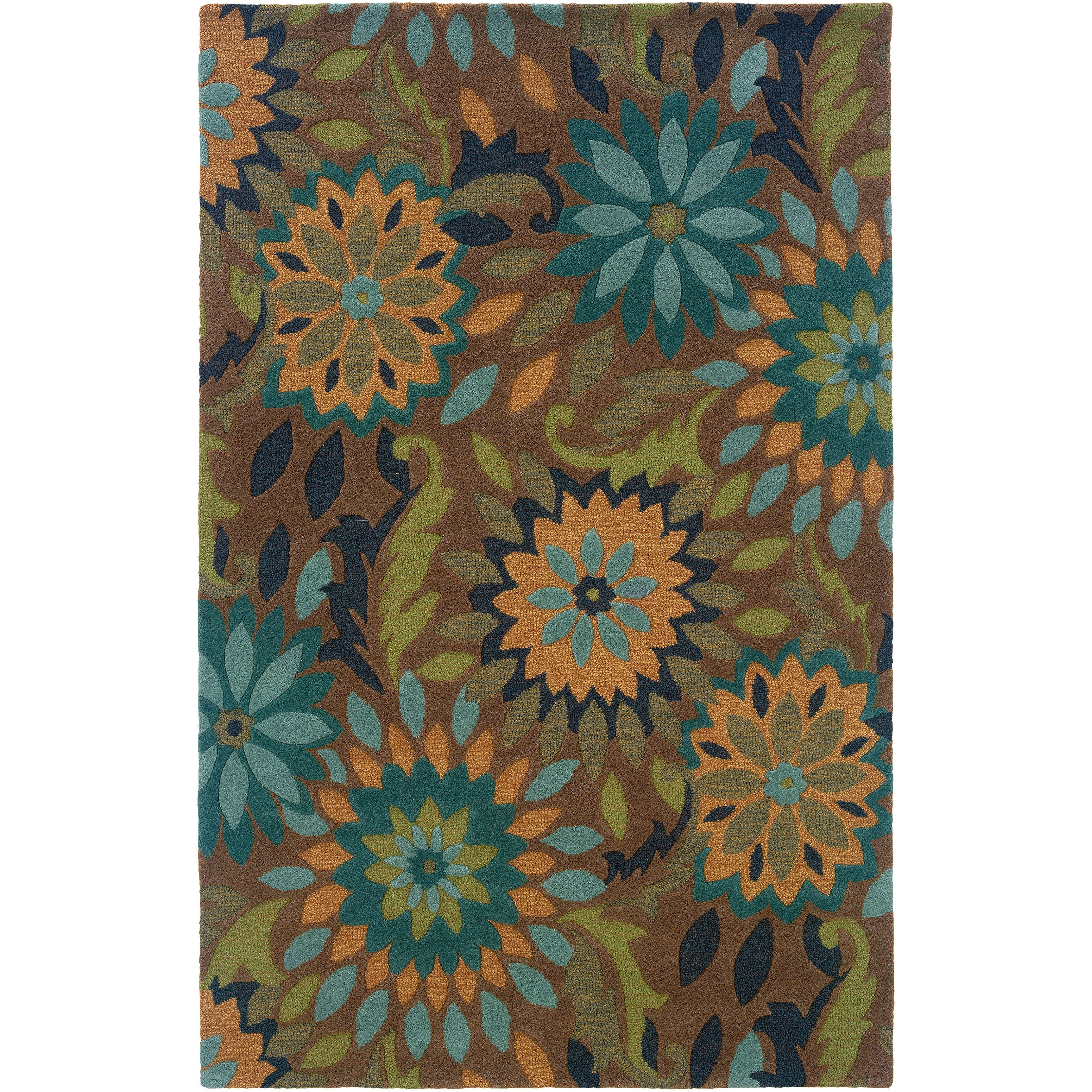 Lnr Home Dazzle Taupe Rectangle Floral Area Rug (36 X 56)