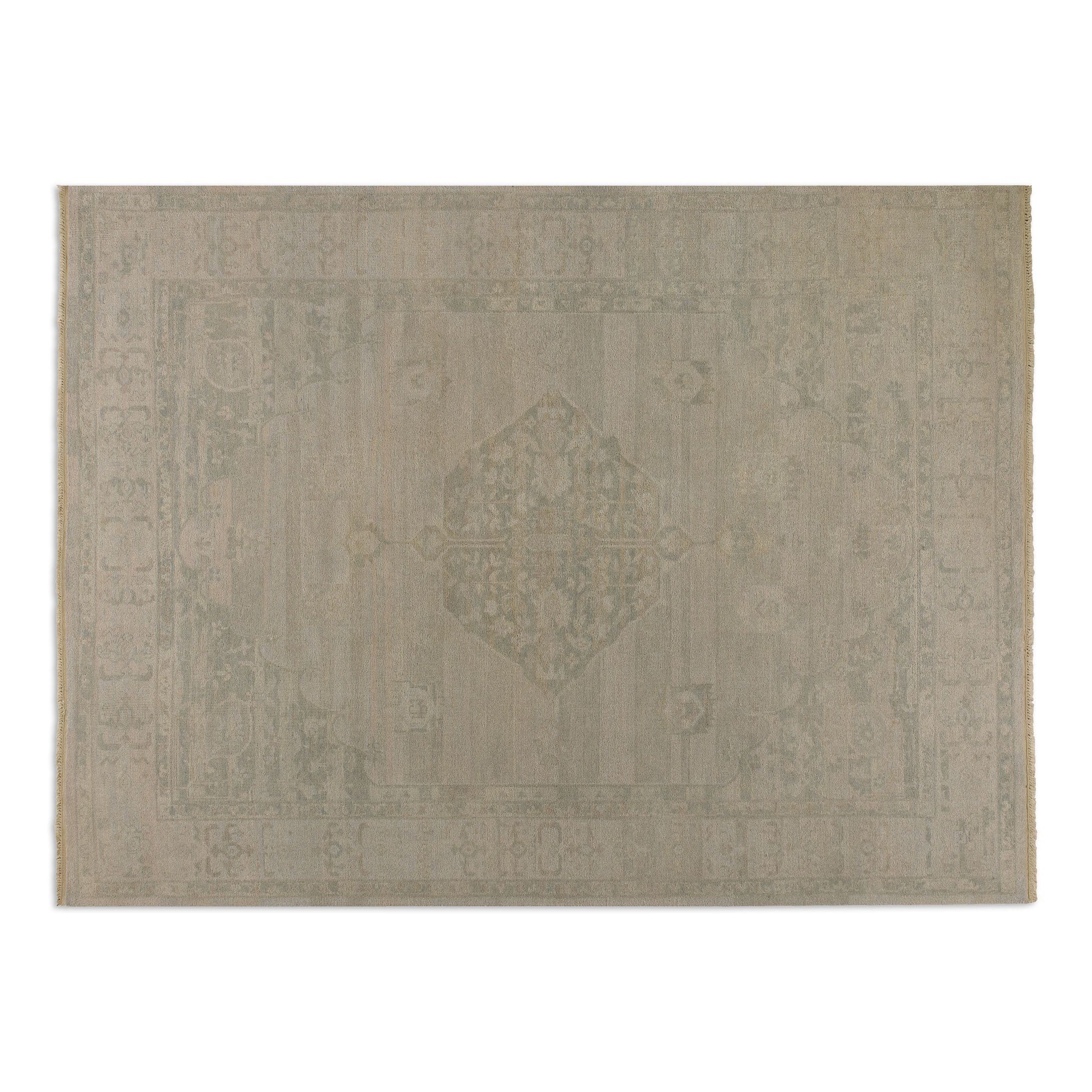 Hand knotted Malatya Beige/ Grey Wool Area Rug (6 X 9)