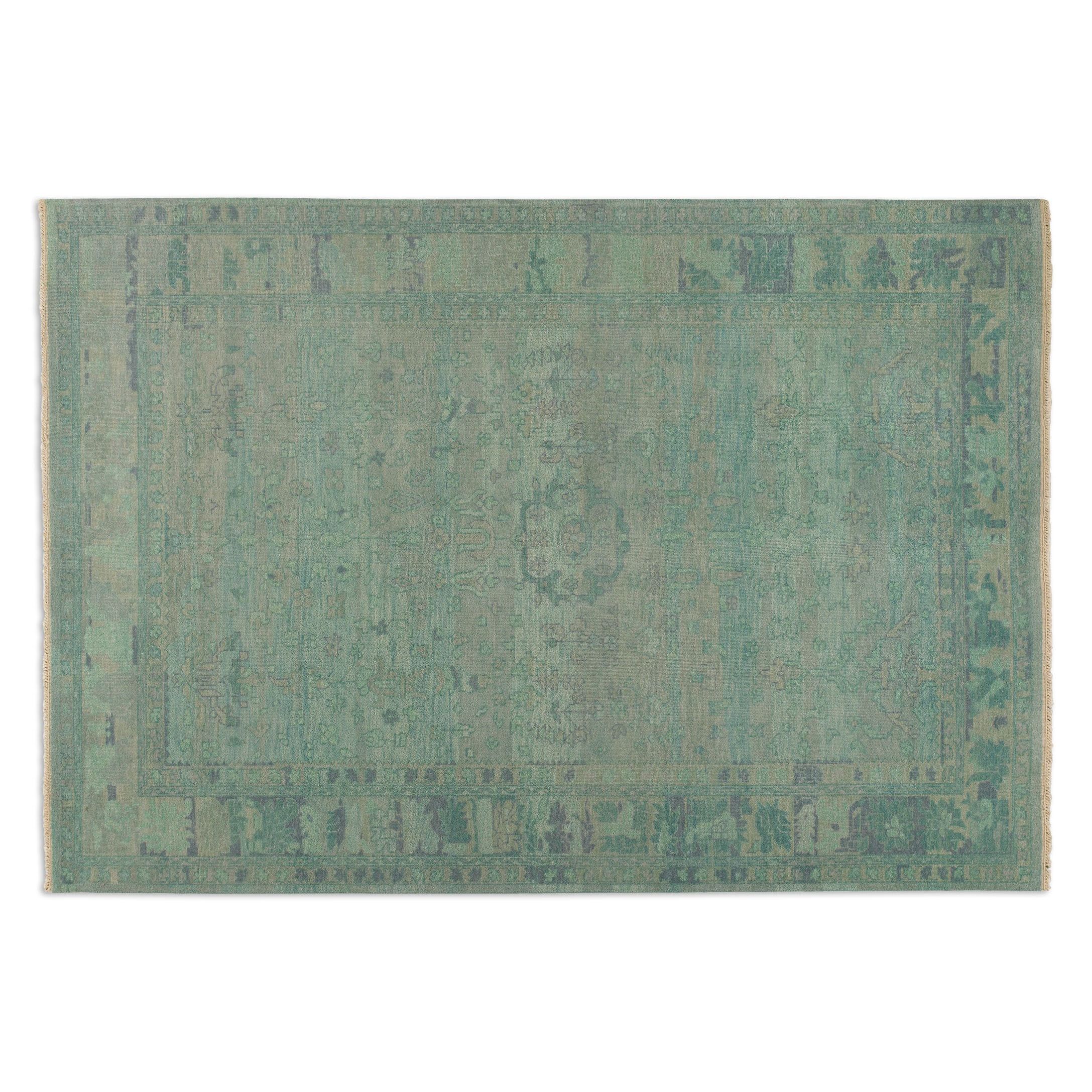 Hand knotted Ismir Green Wool Area Rug (6 X 9)