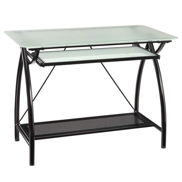 Shop Porch Den Danziger Black Metal Glass Top Desk With Keyboard