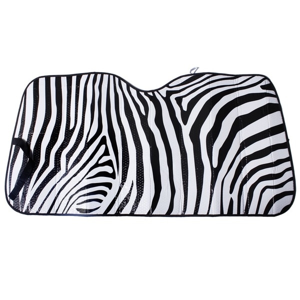 OxGord Universal White Zebra Stripe Auto Sun Shade Visor