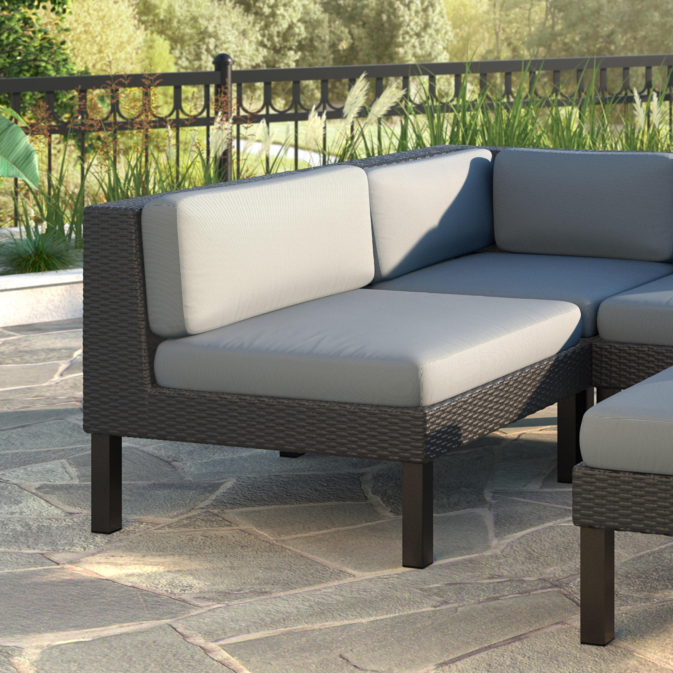 Corliving Oakland Patio Middle Seat In Textured Black Weave