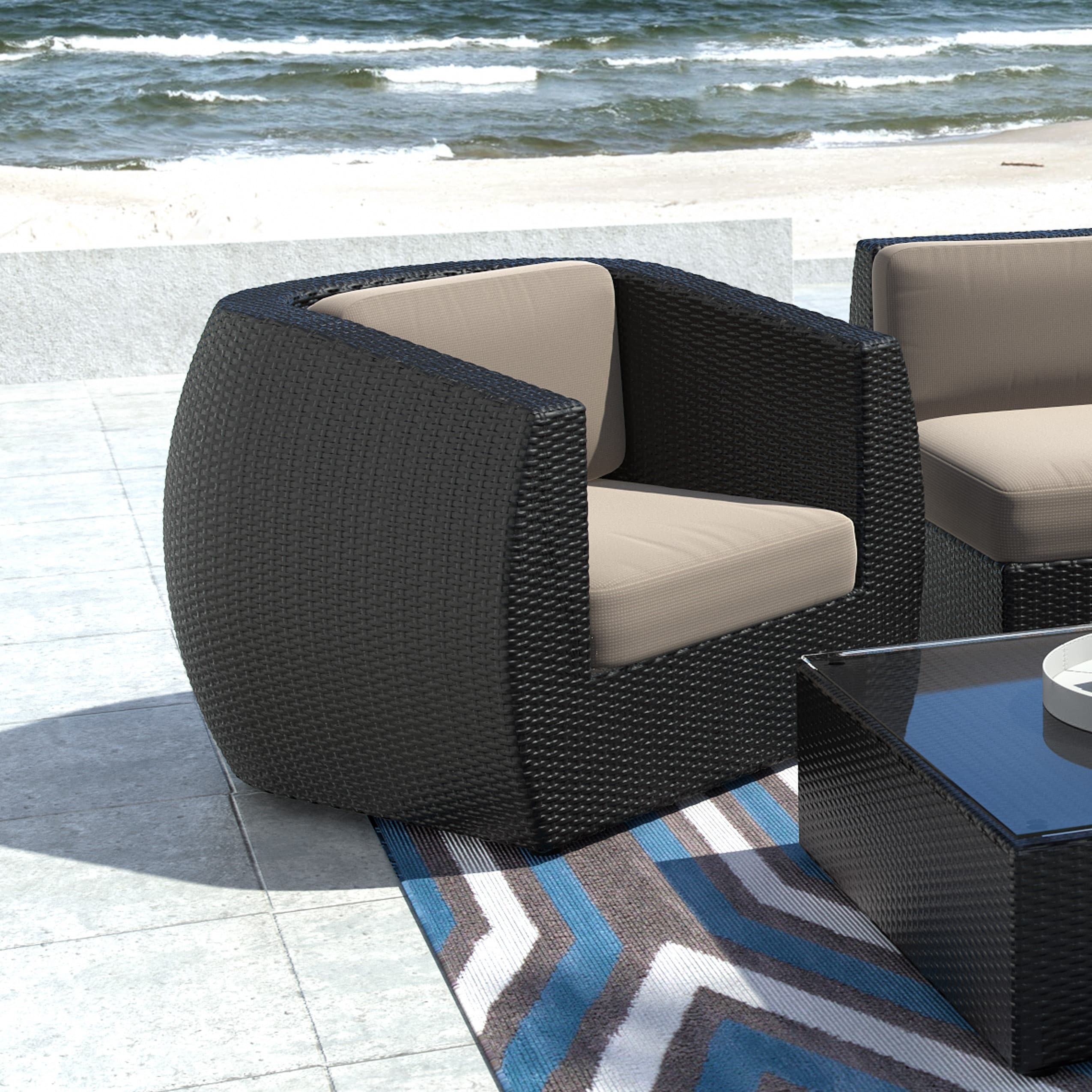 Corliving Seattle Patio Chair In Textured Black Weave