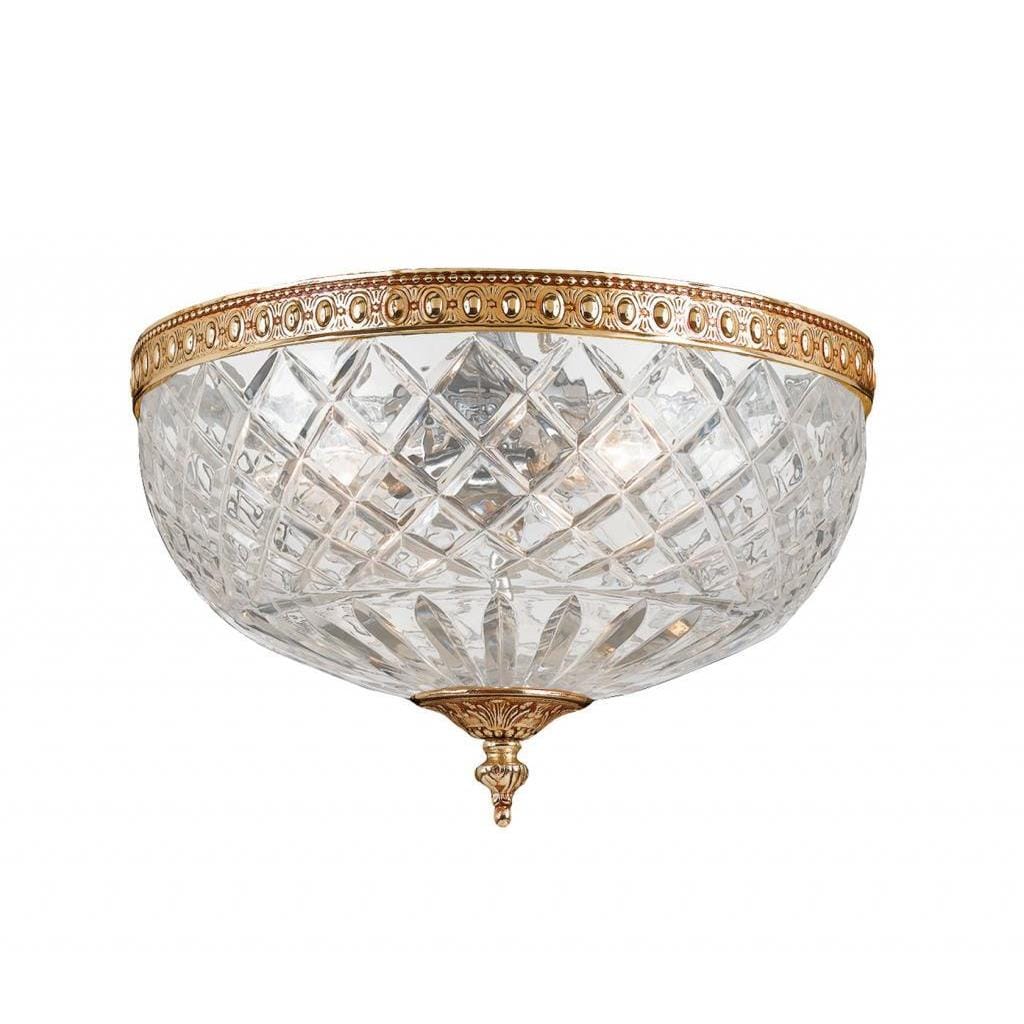 Richmond Olde Bronze Flush Mount Lamp With Lead Glass