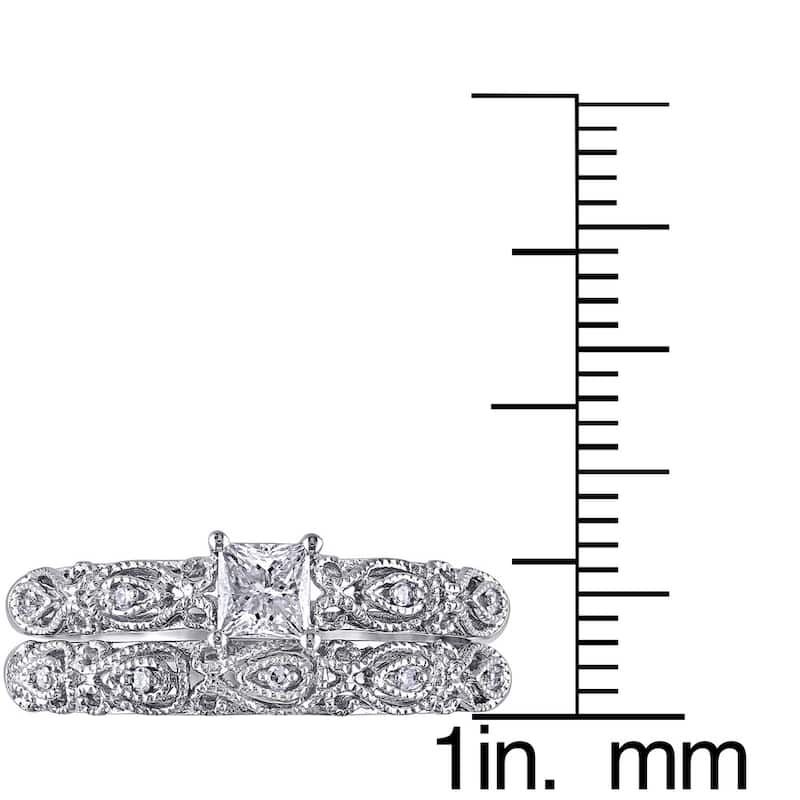 Miadora Signature Collection 10k White Gold 1/3ct TDW Diamond Vintage Bridal Set