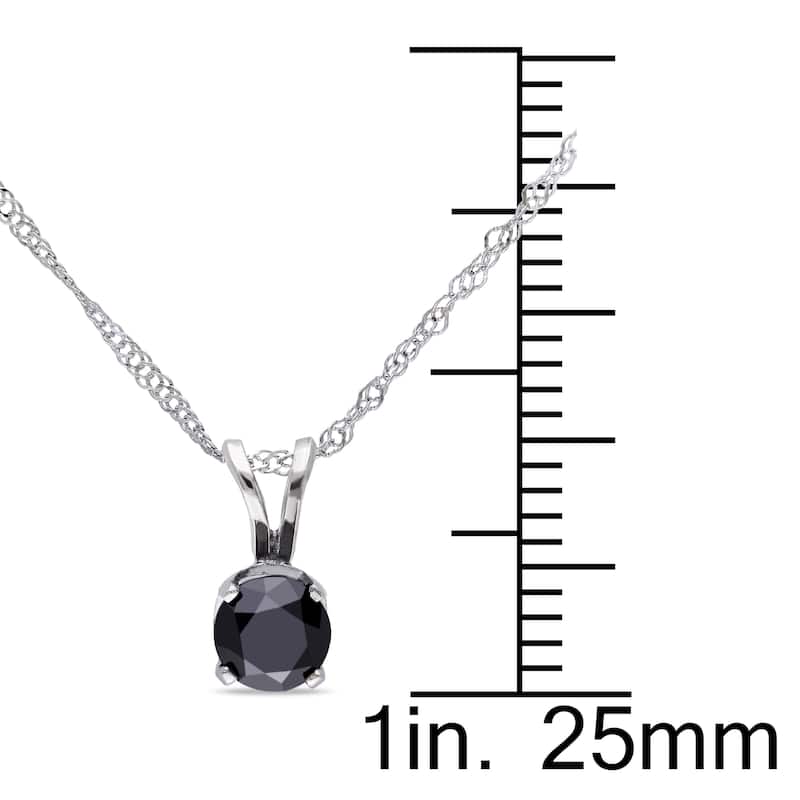 Miadora 10k White Gold 1/2ct TDW Black Diamond Solitaire Necklace