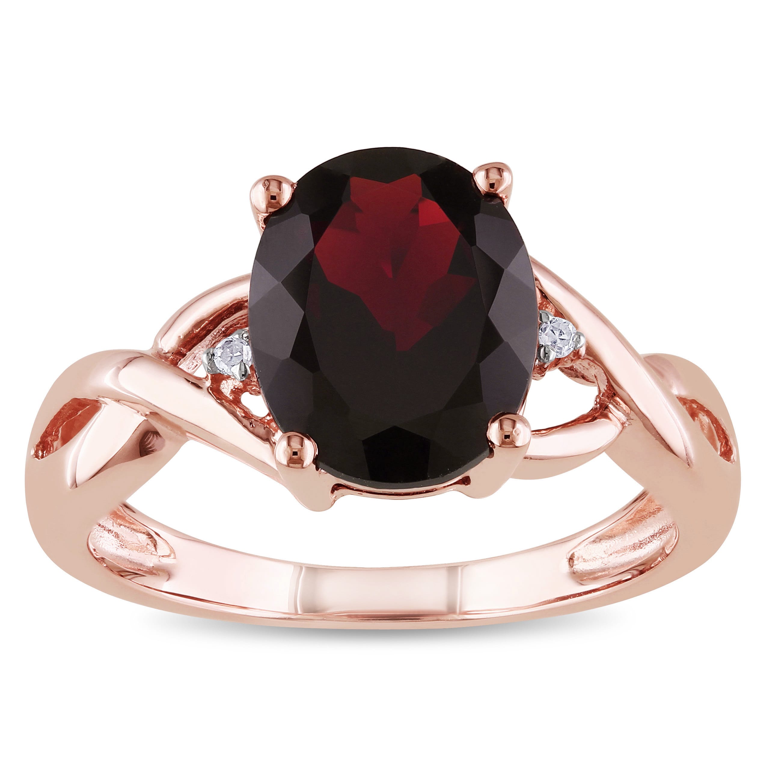 diamond ring with garnet accents