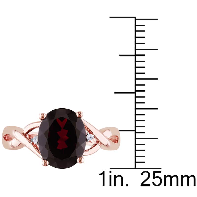 Miadora 10k Rose Gold 3ct TGW Garnet and Diamond Accent Ring