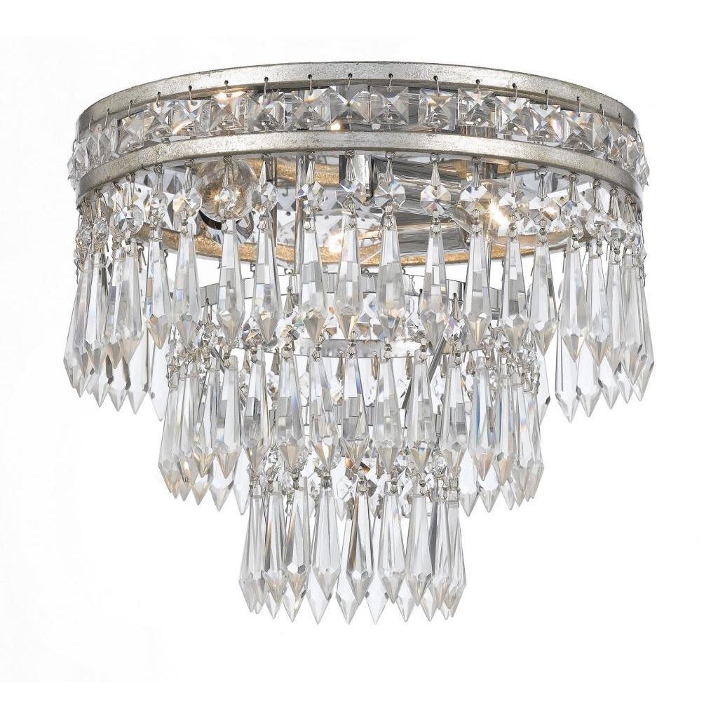 Crystorama Mercer Olde Silver 3 light Flush mount Chandelier