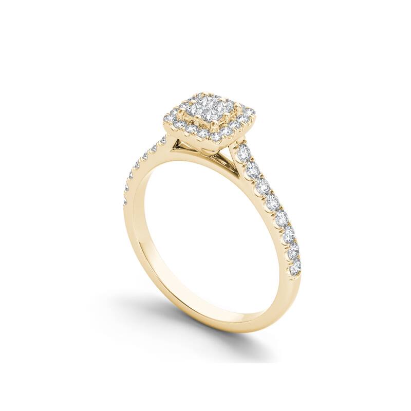 De Couer IGI Certified 10k Gold 1/2ct TDW Diamond Multi Stone Engagement Ring
