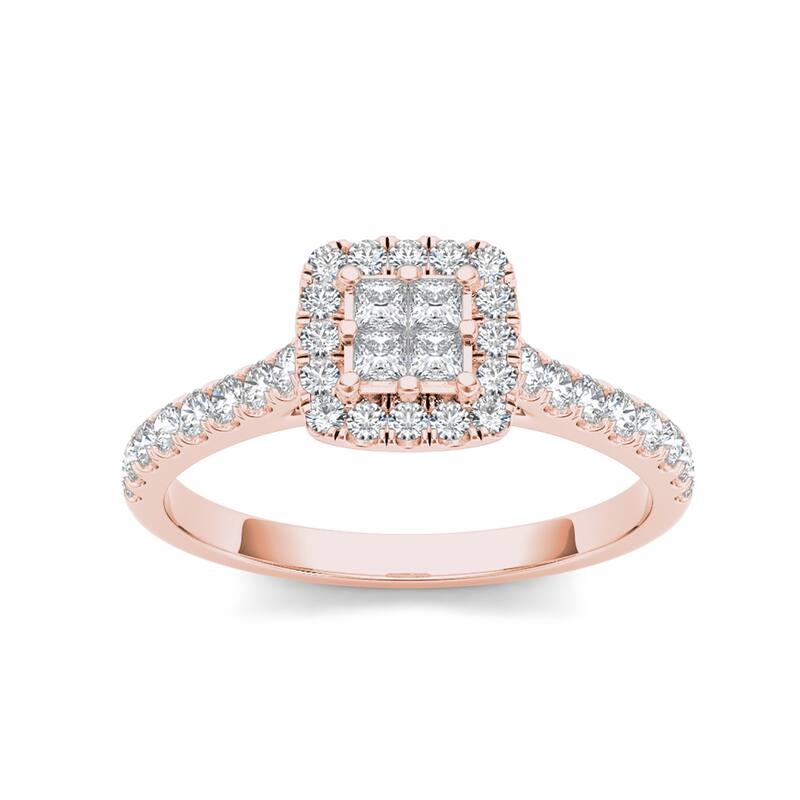 De Couer IGI Certified 10k Gold 1/2ct TDW Diamond Multi Stone Engagement Ring - 6 - Rose