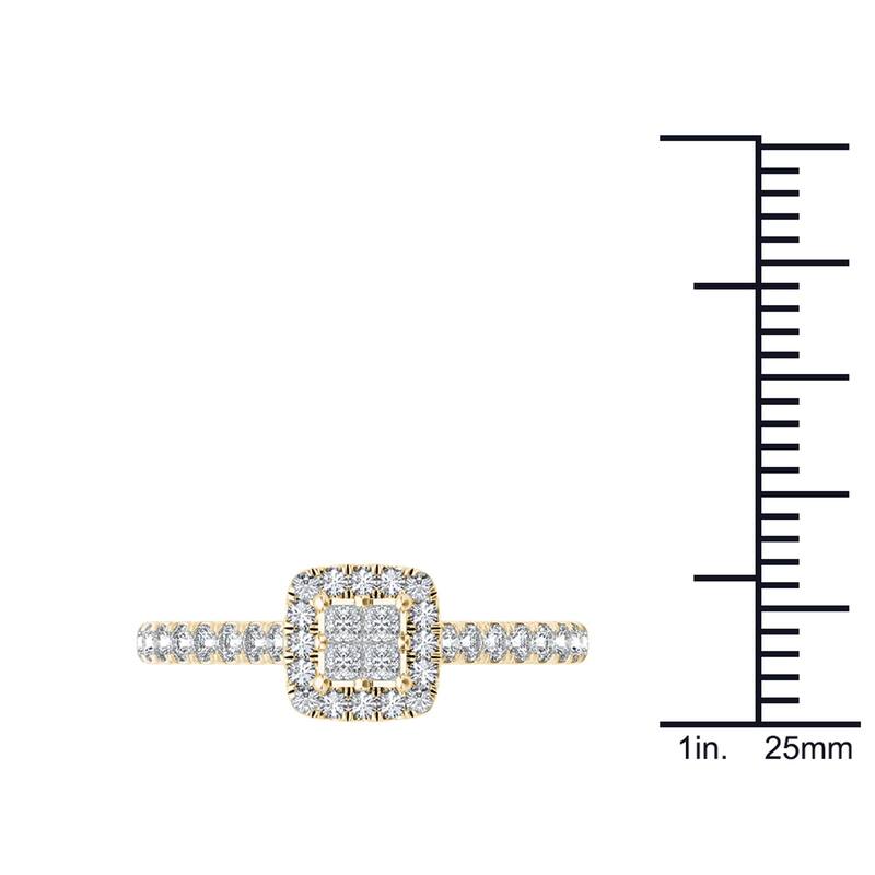 De Couer IGI Certified 10k Gold 1/2ct TDW Diamond Multi Stone Engagement Ring