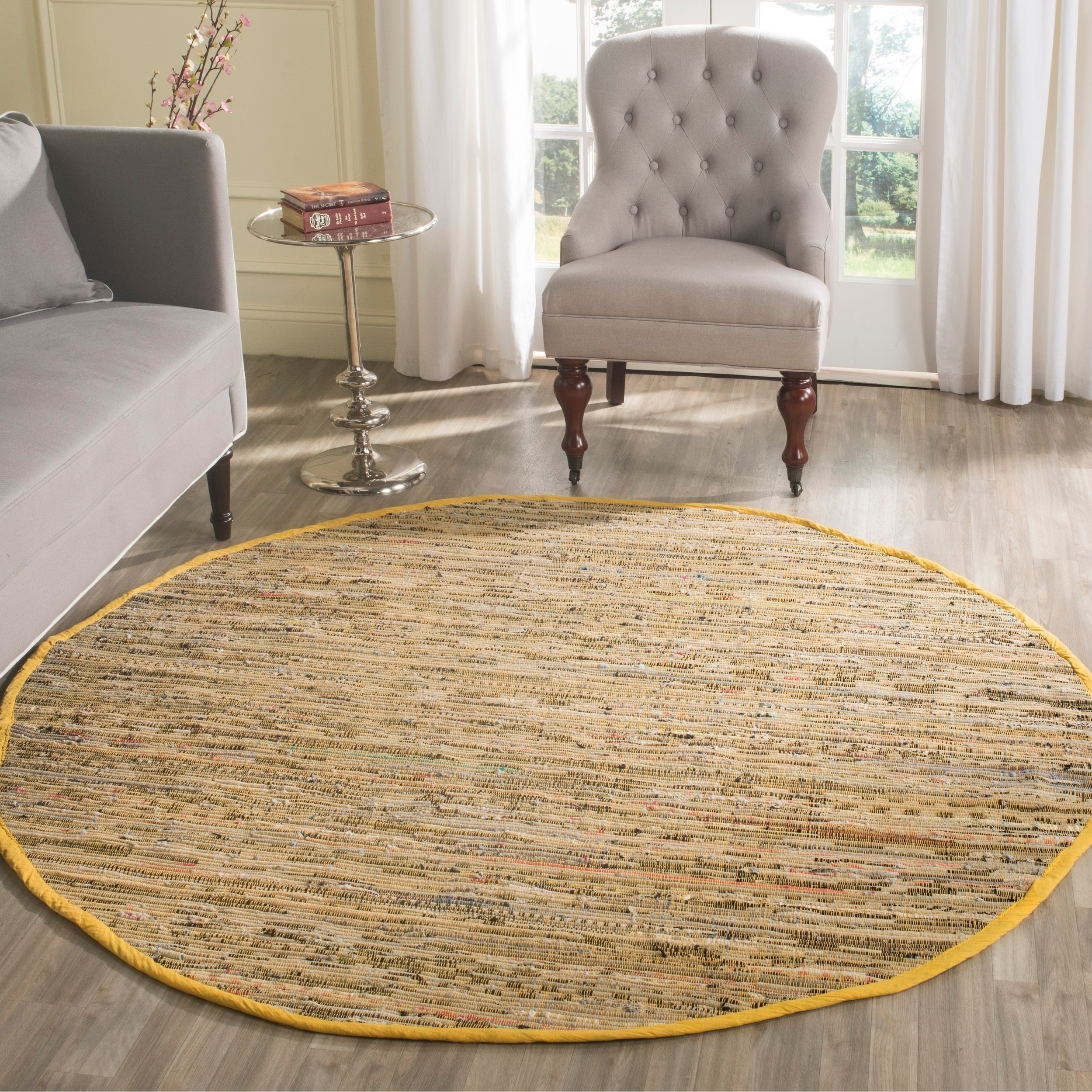 Safavieh Hand woven Rag Rug Yellow Cotton Rug (6 Round)