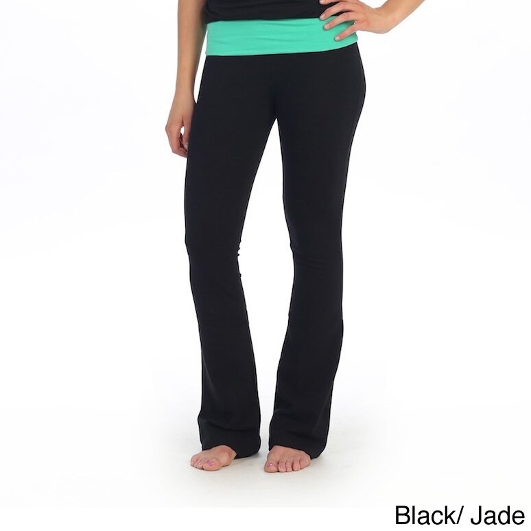 365 Apparel Inc. Hadari Womens Fold over Yoga Pants Black Size S (4  6)