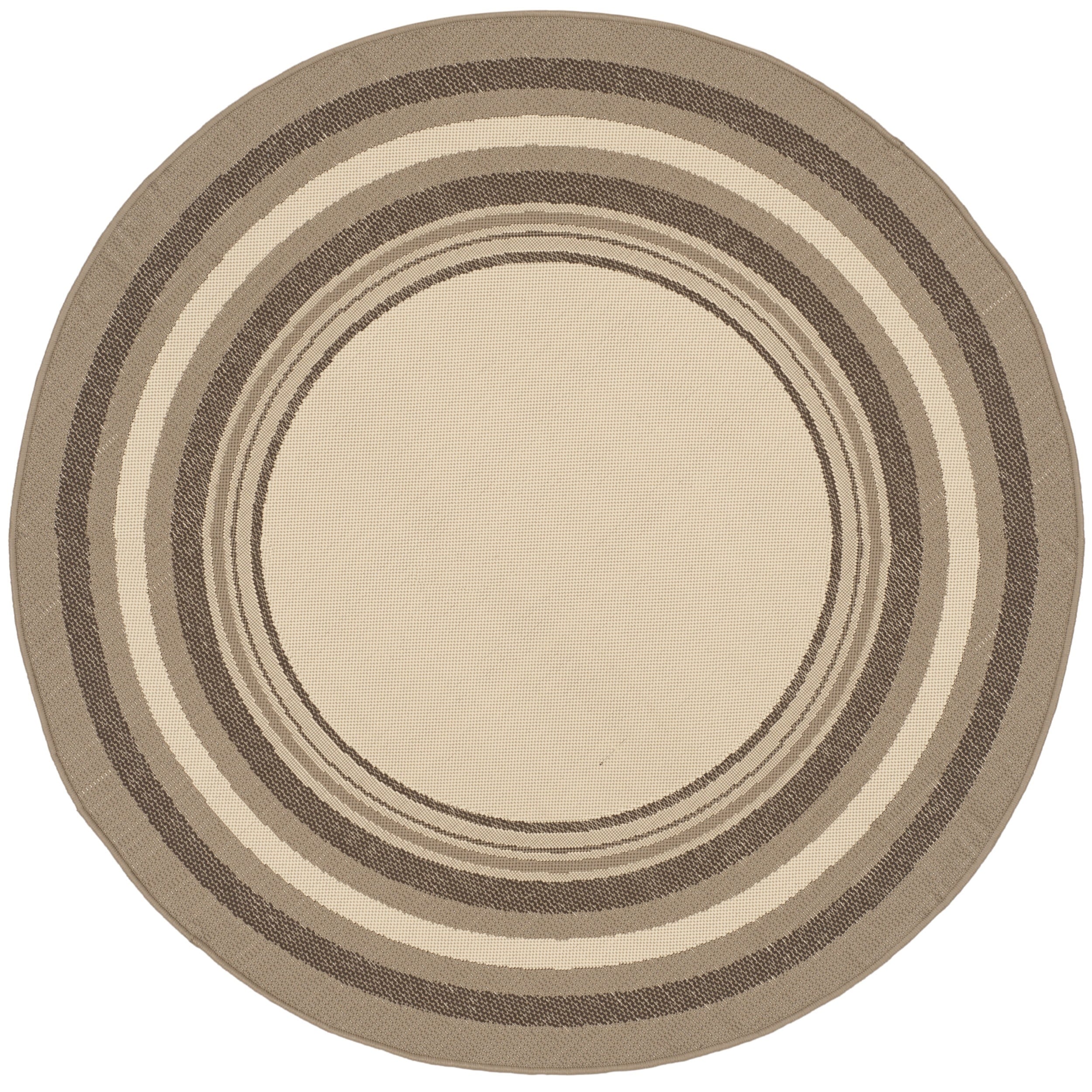 Safavieh Indoor/ Outdoor Courtyard Beige/ Dark Beige Rug (5 3 Round)