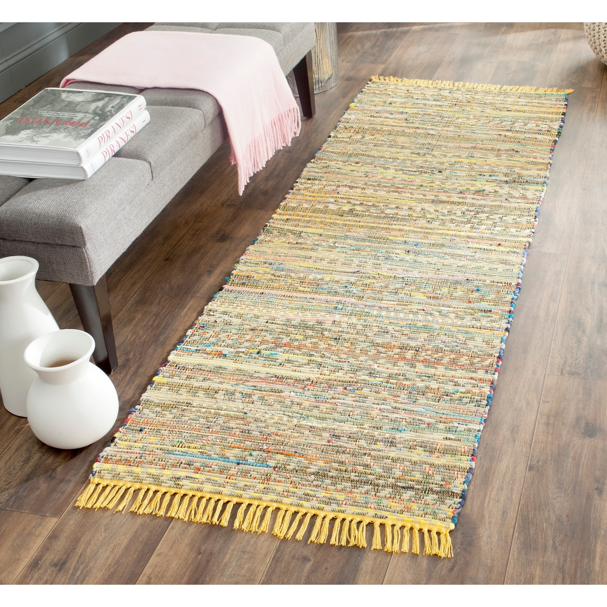 Safavieh Hand woven Rag Rug Yellow Cotton Rug (23 X 7)