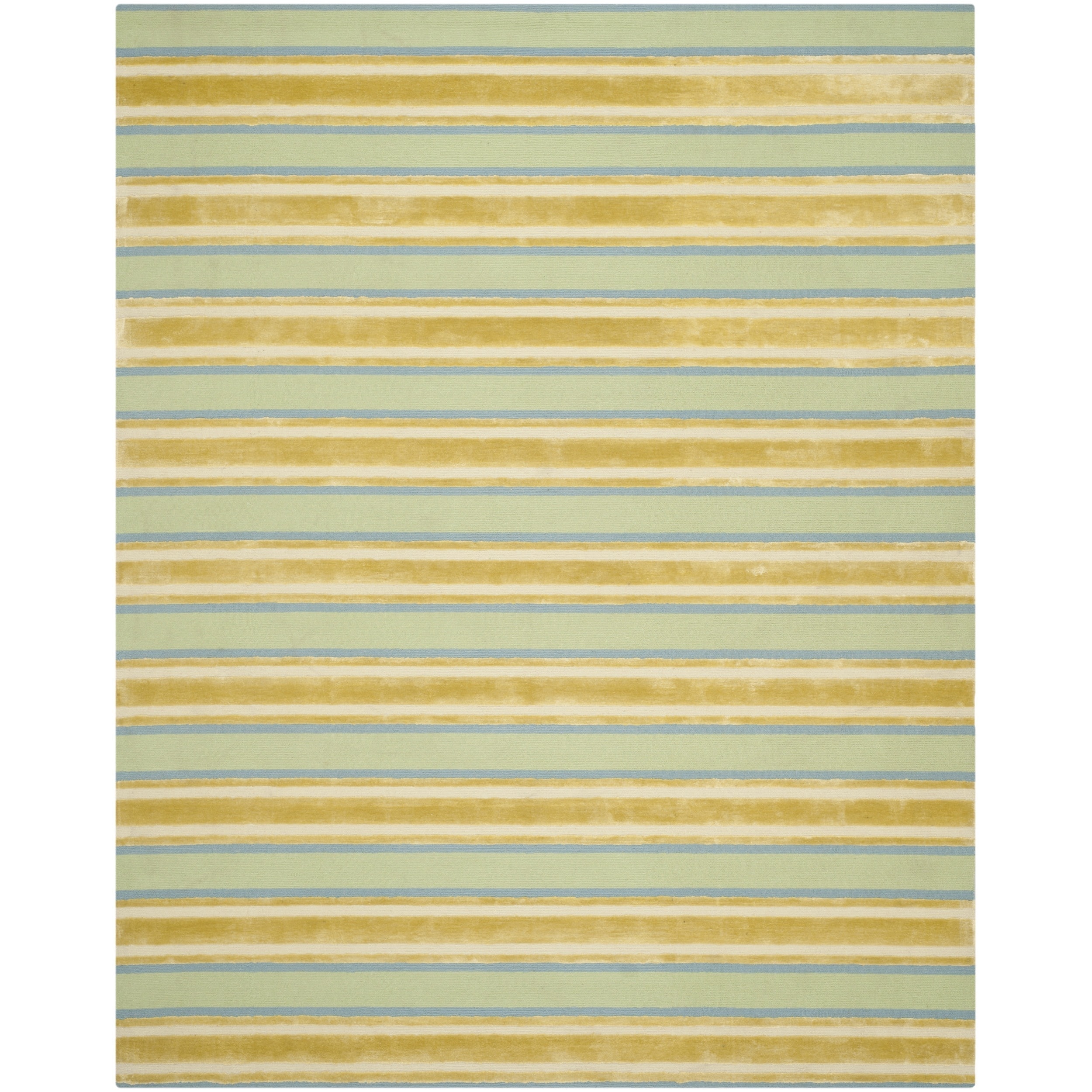 Isaac Mizrahi By Safavieh Beach Stripe Orange/ Green Wool Rug (8 X 10)