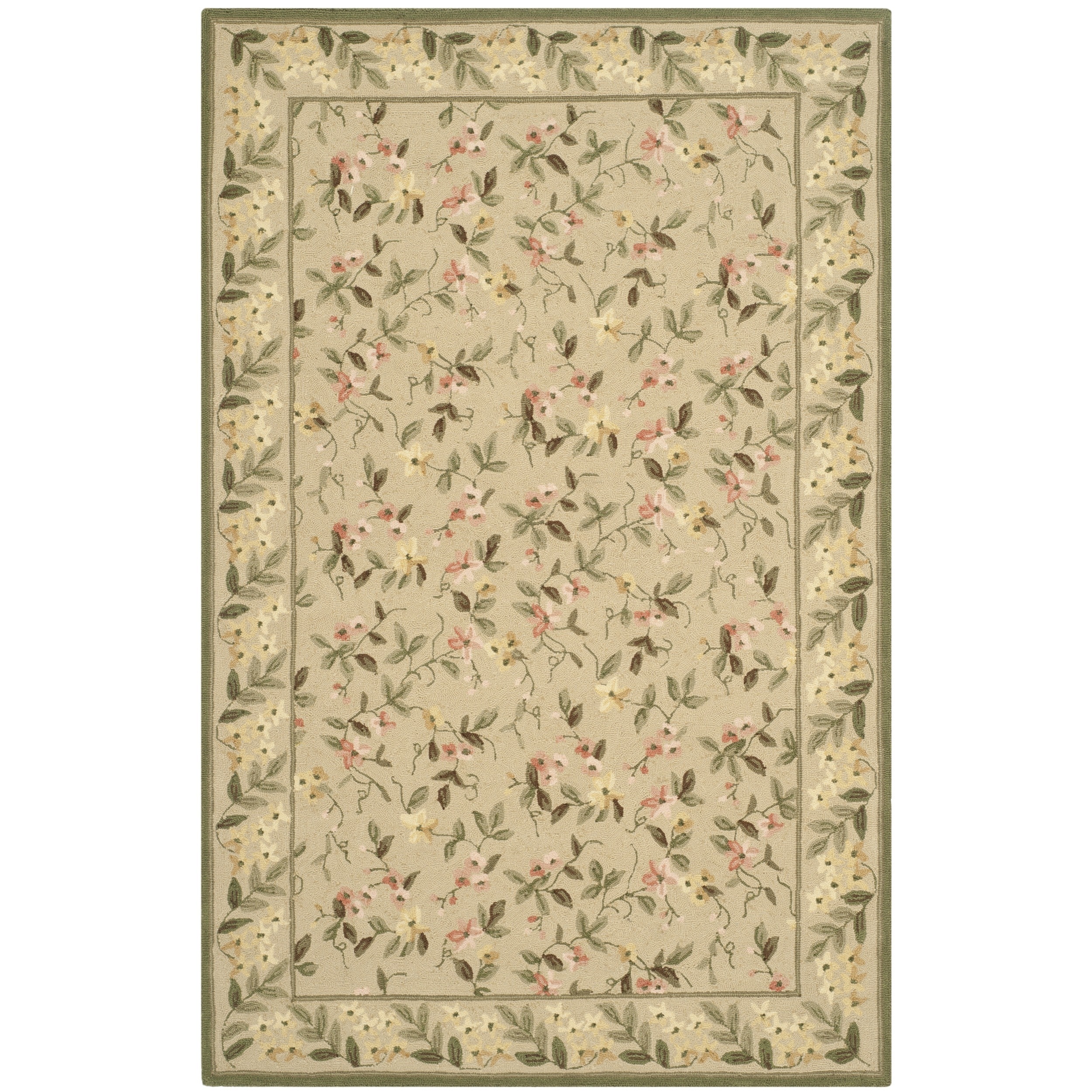 Safavieh Hand hooked Wilton Sand/ Green Wool Rug (39 X 59)