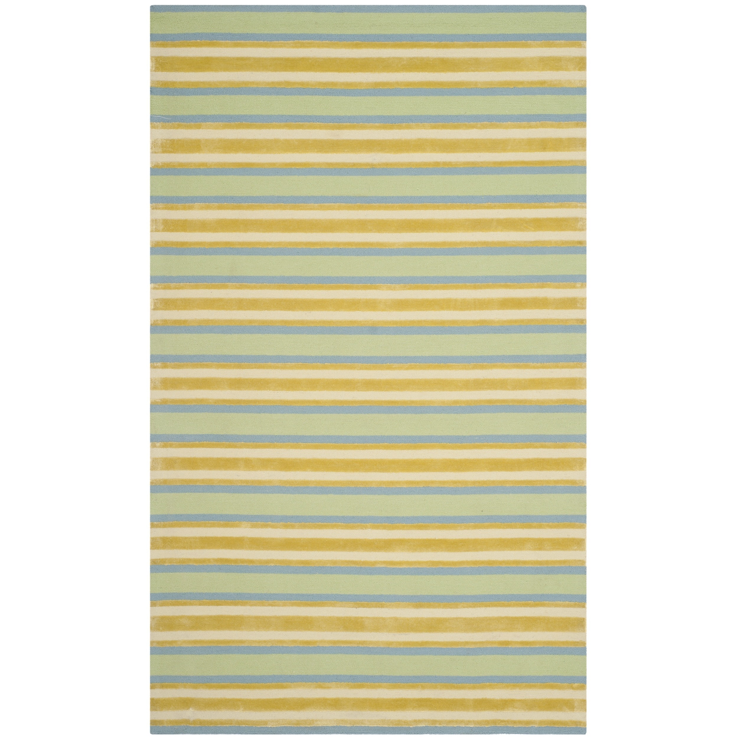 Isaac Mizrahi By Safavieh Beach Stripe Orange/ Green Wool Rug (5 X 8)