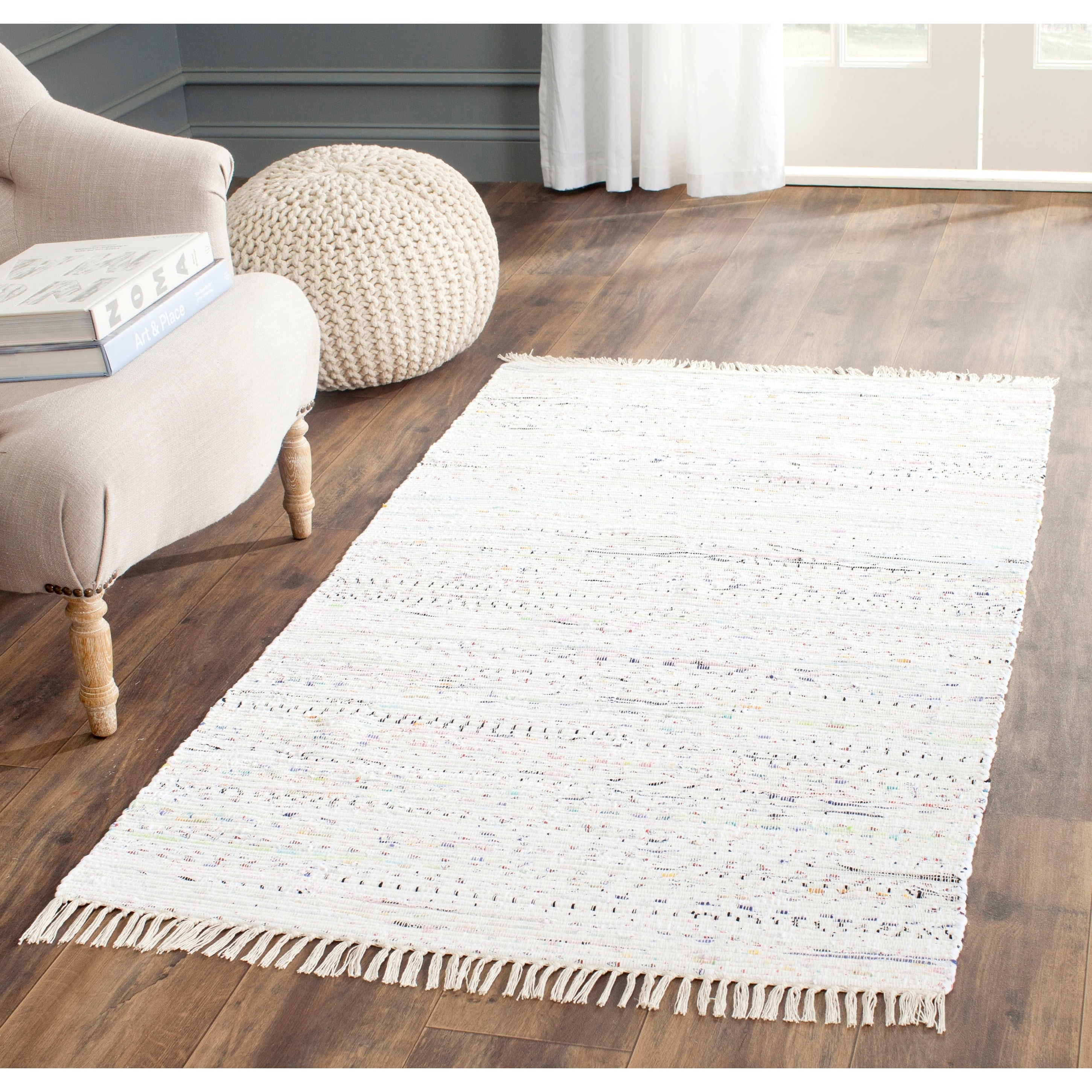 Safavieh Hand woven Rag Rug White Cotton Rug (26 X 4)