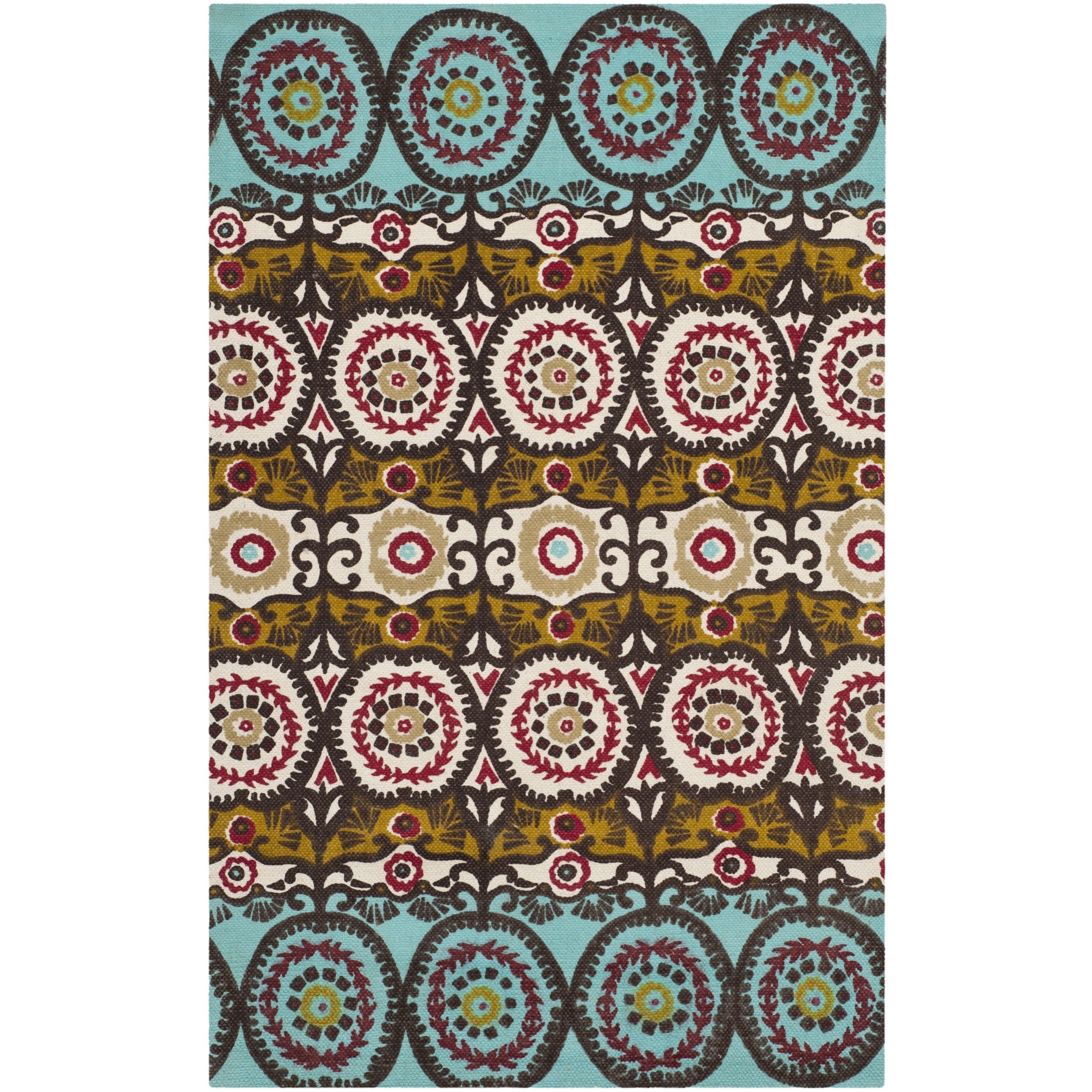 Safavieh Hand loomed Cedar Brook Turquoise/ Burgundy Cotton Rug (23 X 39)