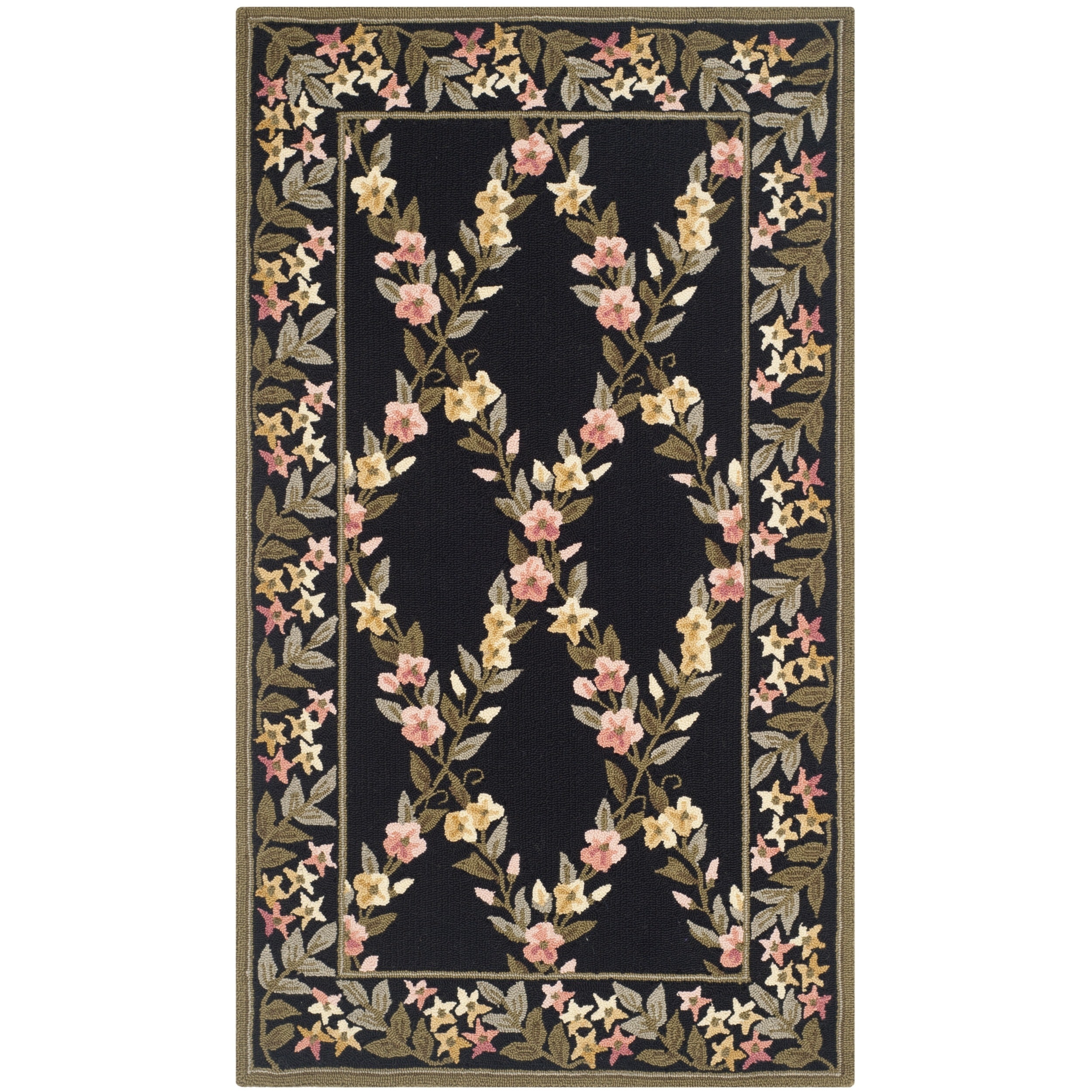 Safavieh Hand hooked Wilton Black/ Green Wool Rug (26 X 43)