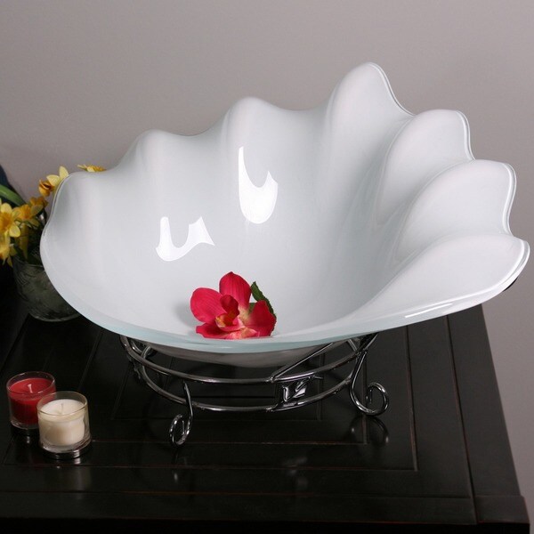 Shop Tall White Glass Decorative Fruit Bowl with Stand Free Shipping Today