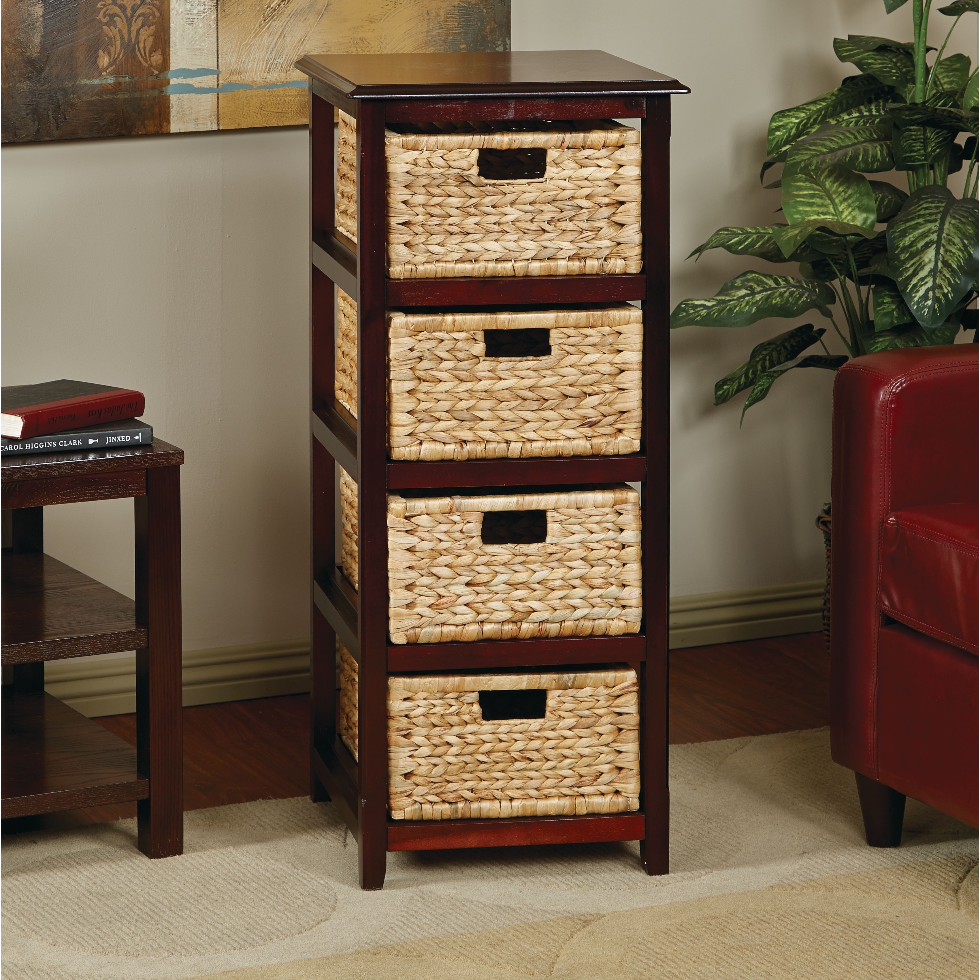 OSP Home Furnishings Seabrook Basket Storage Espresso Tower Espresso eBay