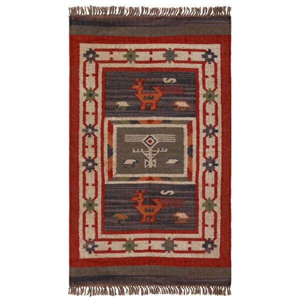 Shop Handwoven Tribal Wool & Jute Area Rug (3' x 5') Free Shipping