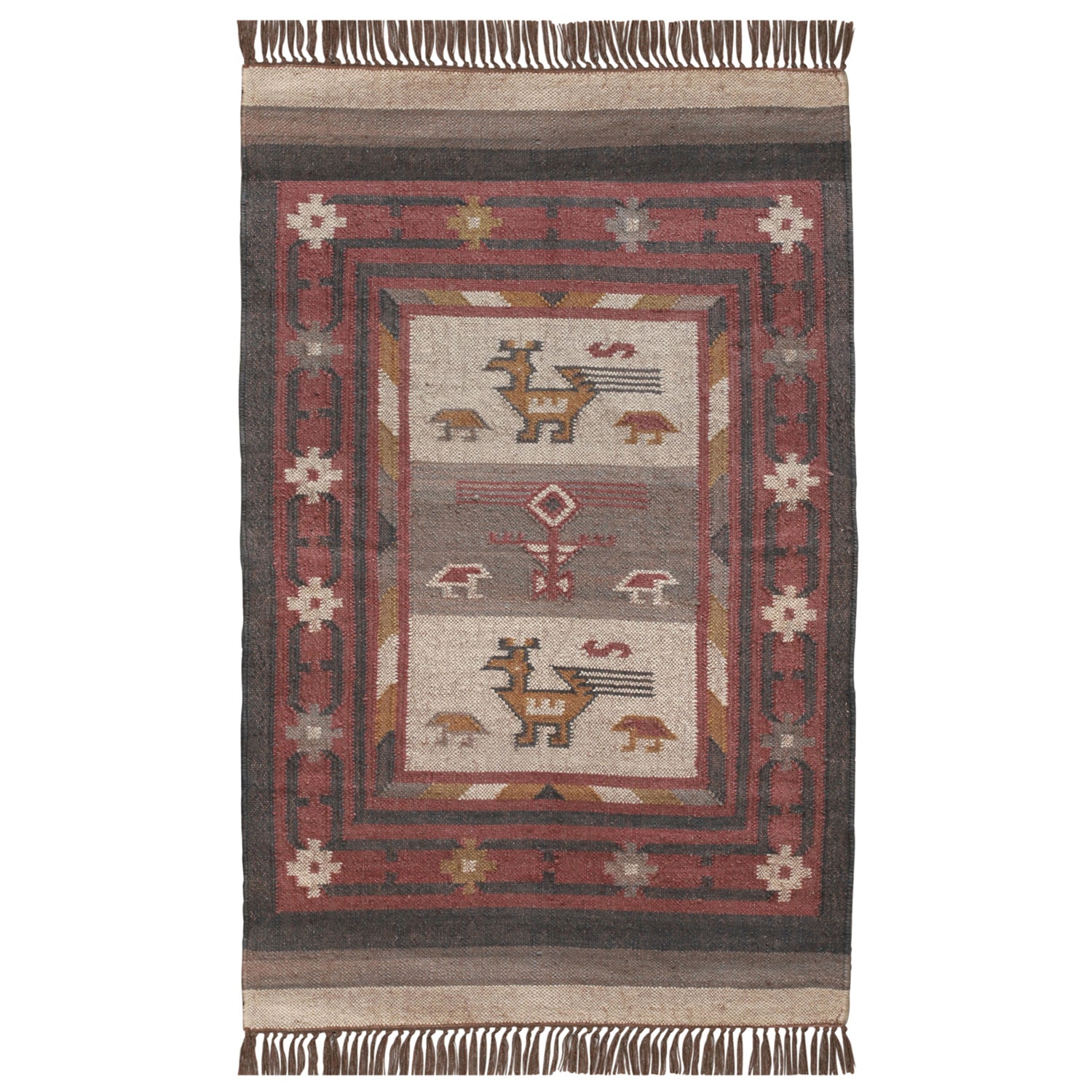 Hand woven Tribal Wool   Jute Area Rug (3 X 5)