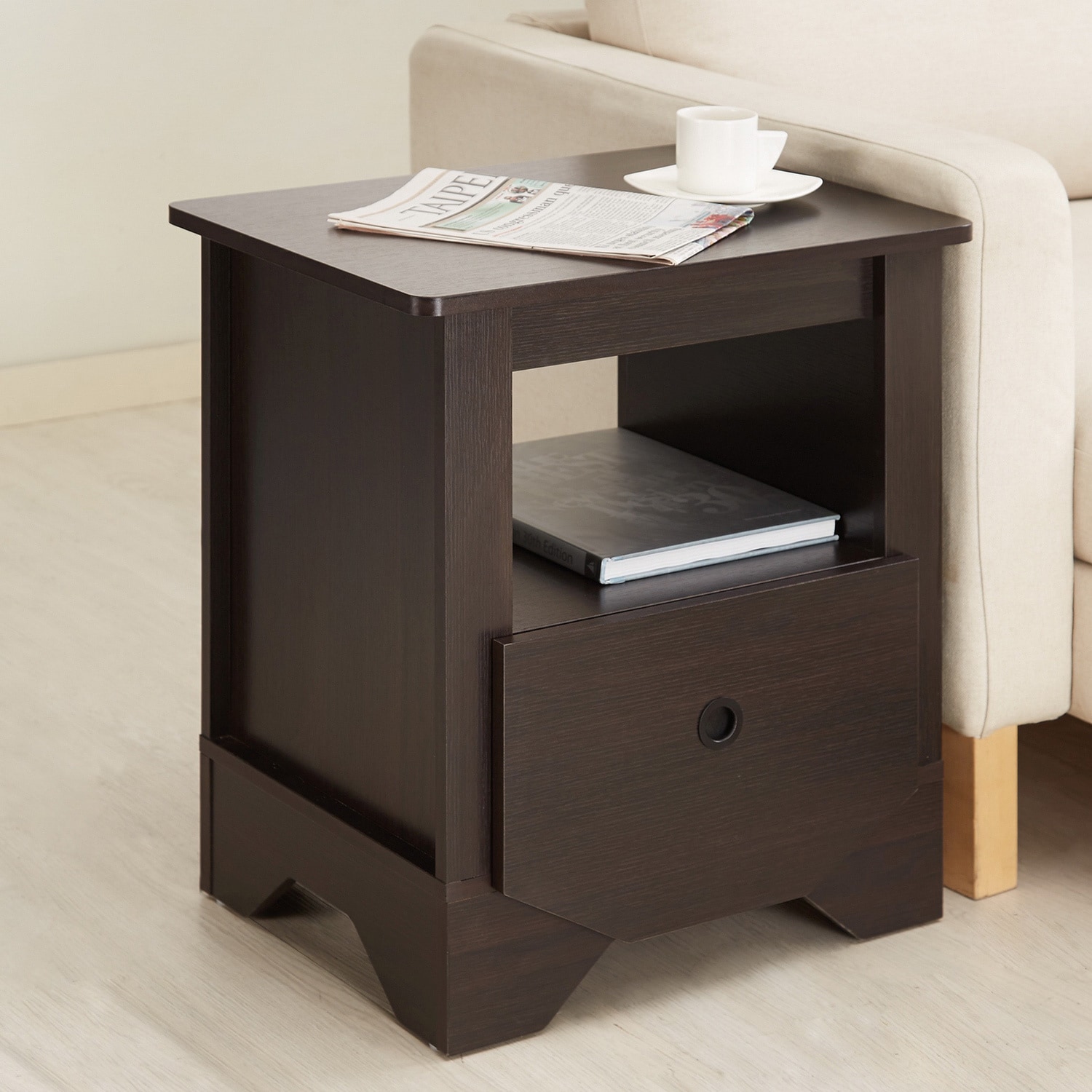 Furniture Of America Furniture Of America Maxwell Single Drawer Espresso Nightstand Brown Size 1 drawer