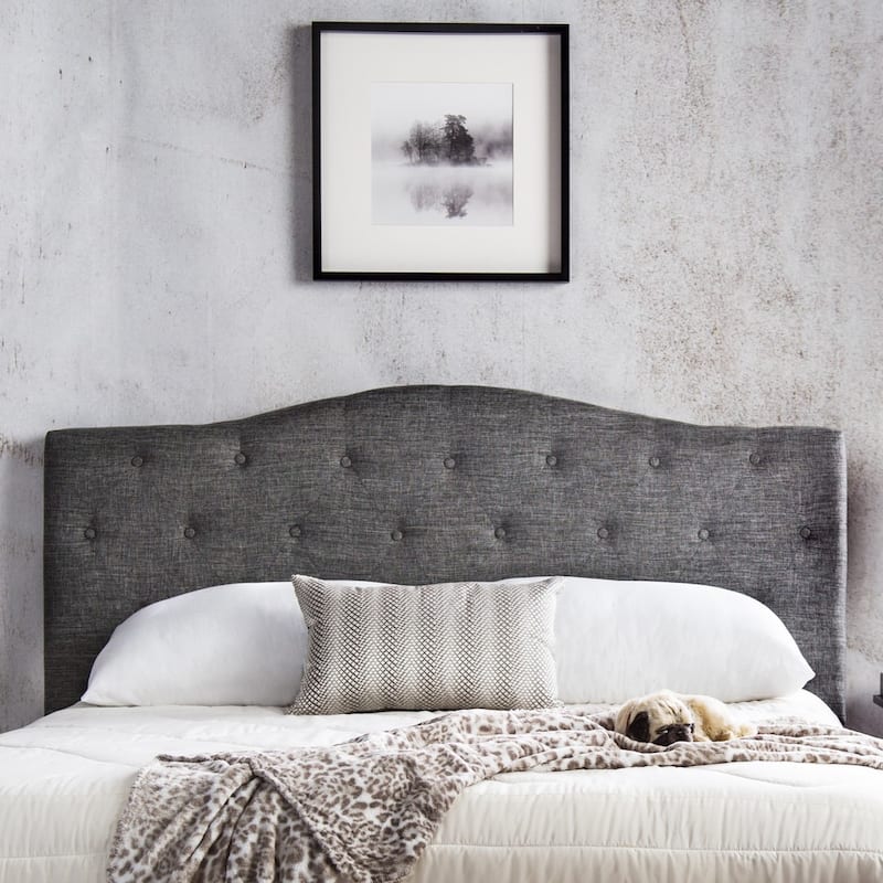 Furniture of America Kiff Modern Flax-Fabric Tufted Headboard - Grey - Queen