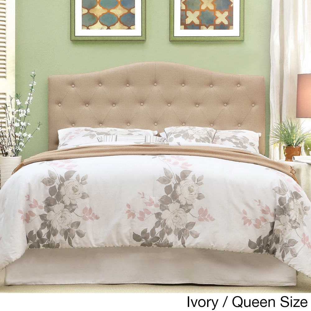 Furniture Of America Furniture Of America Flax Fabric Upholstered Tufted Headboard Ivory Size Queen