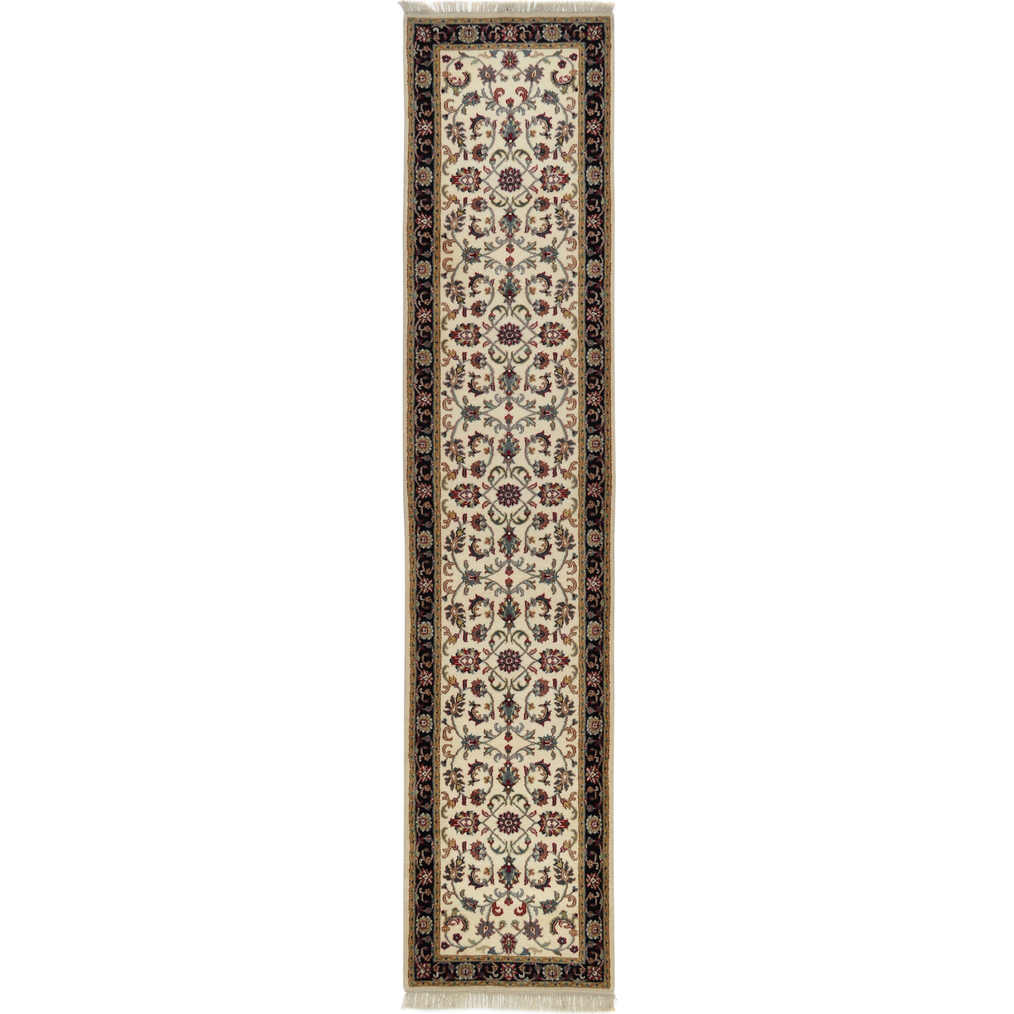 Hand knotted India Kasahn Wool Rug (27 X 12)