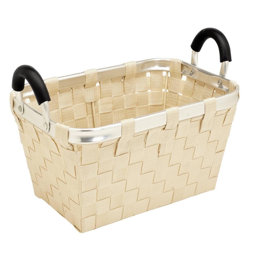 Woven Strap Small Tote with Aluminum Handles